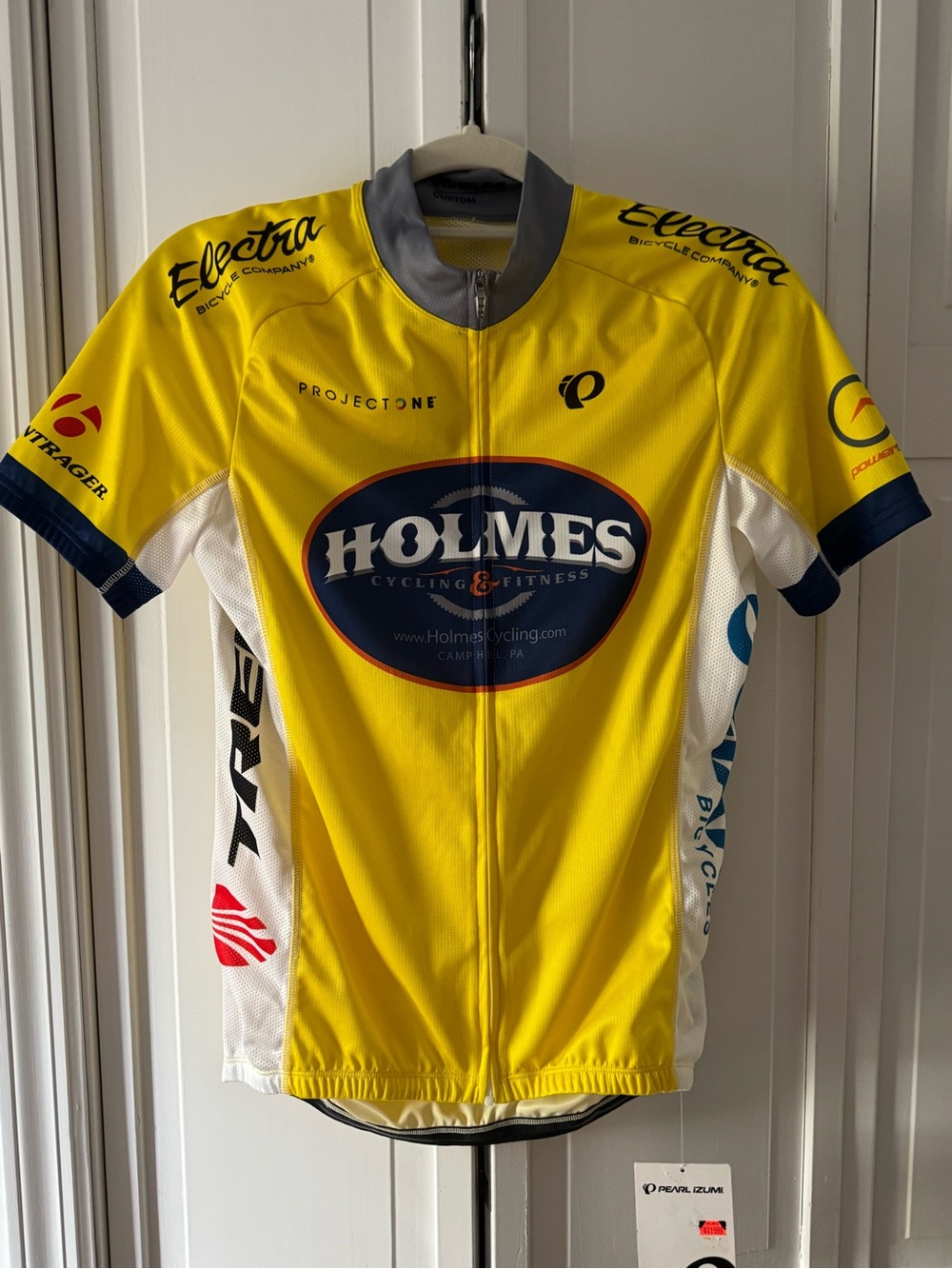 Pearl Izumi Yellow Holmes Cycling Jersey with Navy Logo Accents